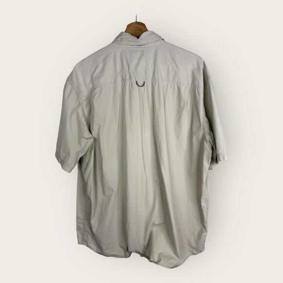 Columbia Mens size XL Short Sleeve Button Down Utility Shirt Khaki - Picture 2 of 9